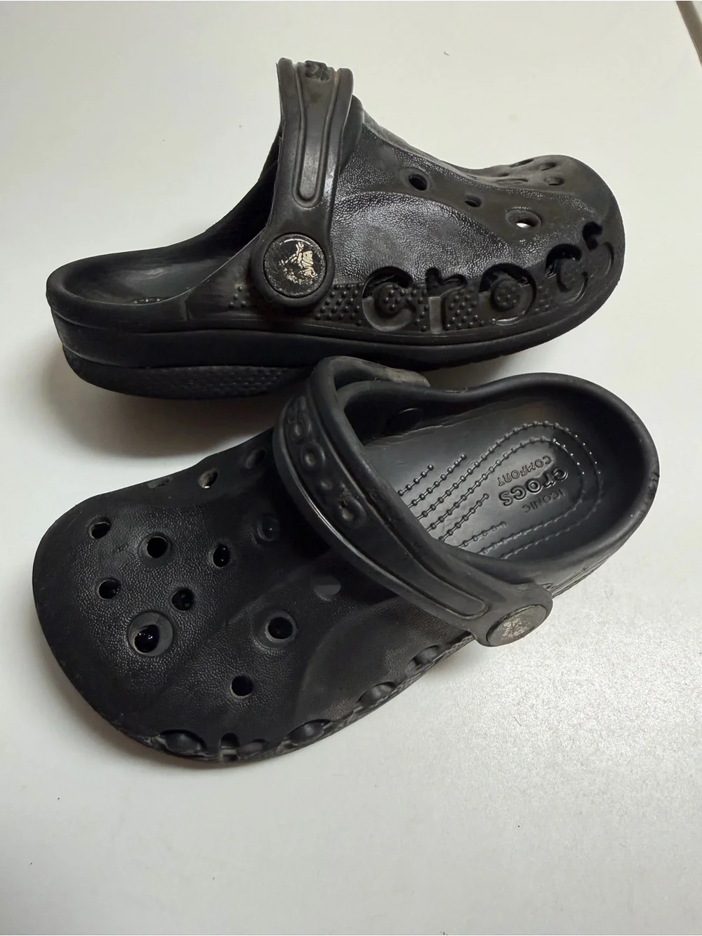 CROCS Kids Black Vented Clogs with Heel Strap